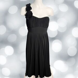 Camille La Vie Black One-Shoulder Pleated Dress